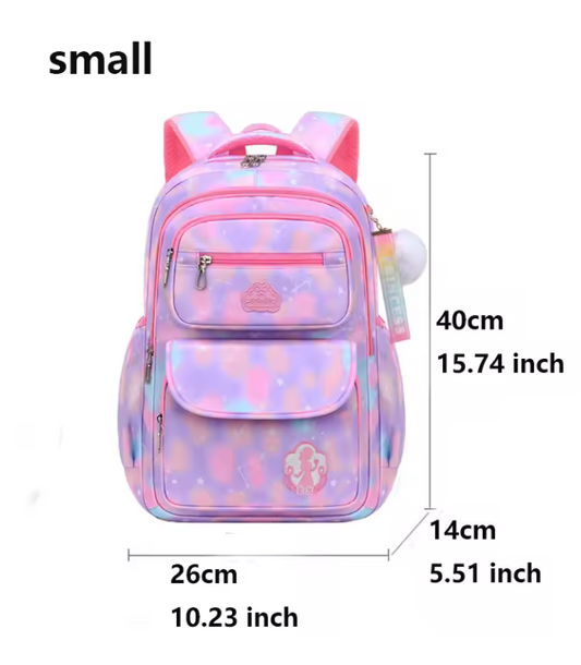 Organizational backpack pink rainbow