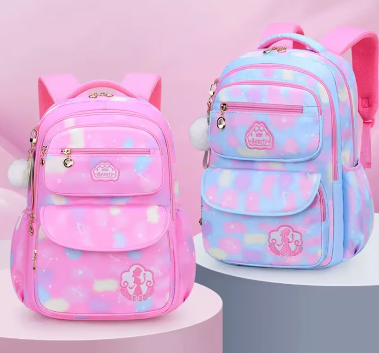 Organizational backpack pink rainbow
