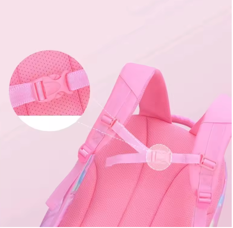 Organizational backpack pink rainbow